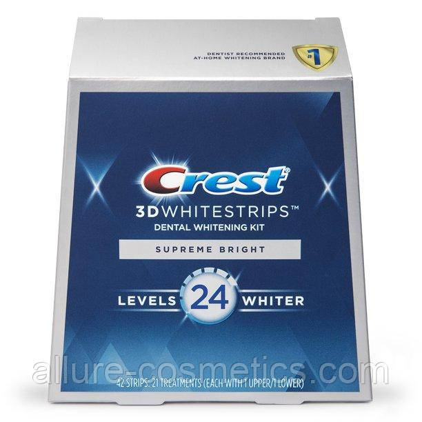 Відбілюючі смужки для зубів CREST 3D White Supreme Bright Level 24/28 паковання 21 пара. (6 тонів)