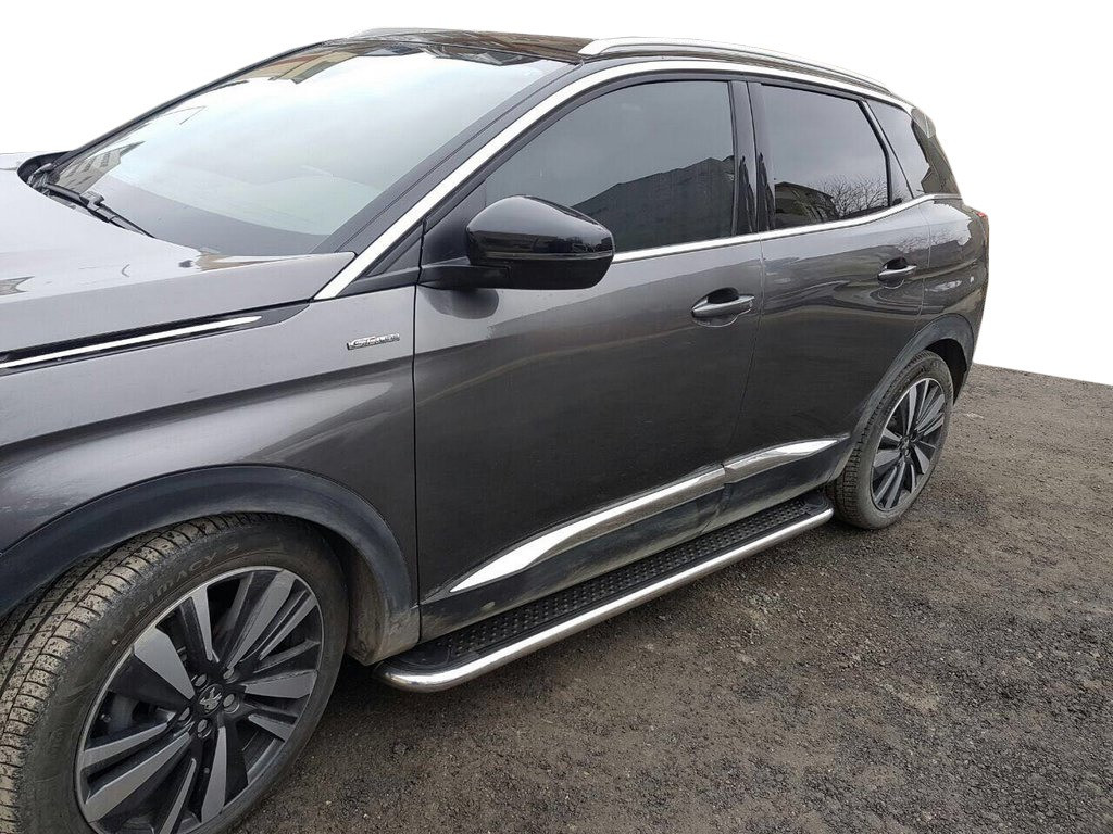 Бокові пороги Maydos V2 (2 шт, алюміній -2023 нерж) для Peugeot 3008 2016↗ рр.