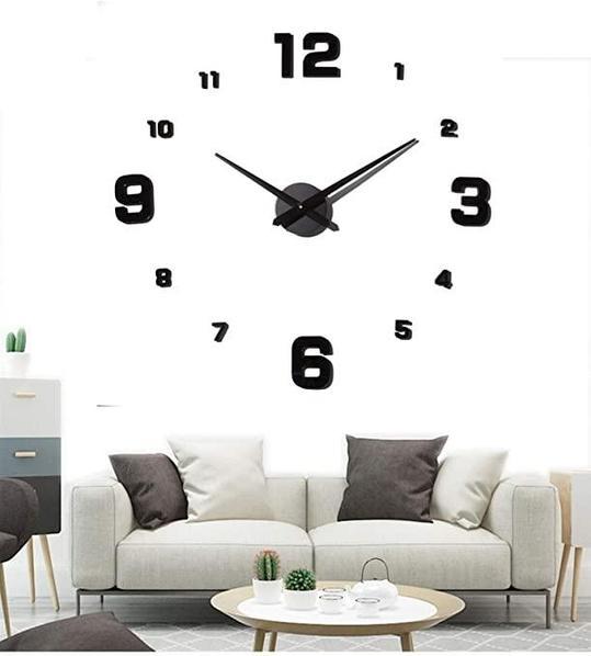 Годинники настінні 3D Diy Clock 3М011В з цифрами , чорні