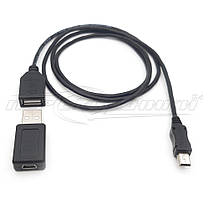 Кабель подовжувач mini USB — mini USB Female через перехідник, фото 5