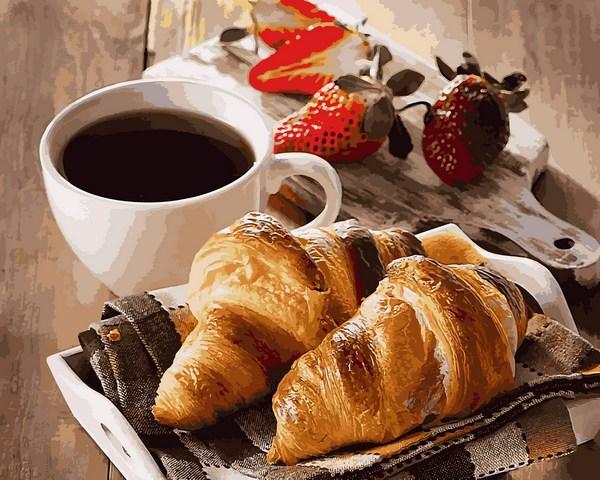Картини за номерами 40х50 см Babylon Круасани та кави (RVP 1413), фото 1