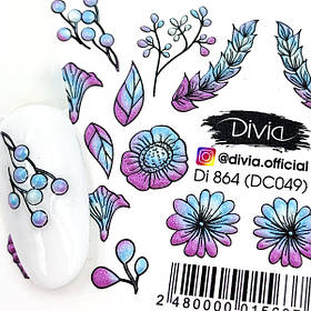 Наклейки на нігті об'ємні Divia "3D" кольорові Di864 №DC049