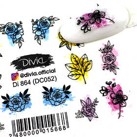 Наклейки на нігті об'ємні Divia "3D" кольорові Di864 №DC052
