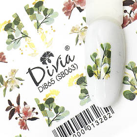 Наклейки на нігті Divia "Слайдер дизайн" на білій підложці Di865 №SB063
