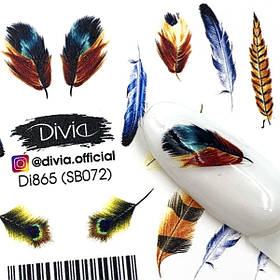 Наклейки на нігті Divia "Слайдер дизайн" на білій підложці Di865 №SB072