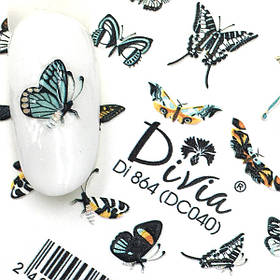 Наклейки на нігті об'ємні Divia "3D" кольорові Di864 №DC040