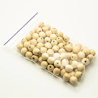 Дерев'яні намистини 13мм (100шт в упаковці) з бука, покриті воском