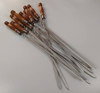 Шампур з дерев'яною ручкою нержавіюча сталь, розмір довжина 62.5 см, ширина 1.2 см, товщина 3 мм