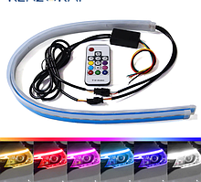 Універсальні Денні гнучкі ходові вогні 45 см ДХО з режимом обертового повороту на пульті керування 8 кольорів