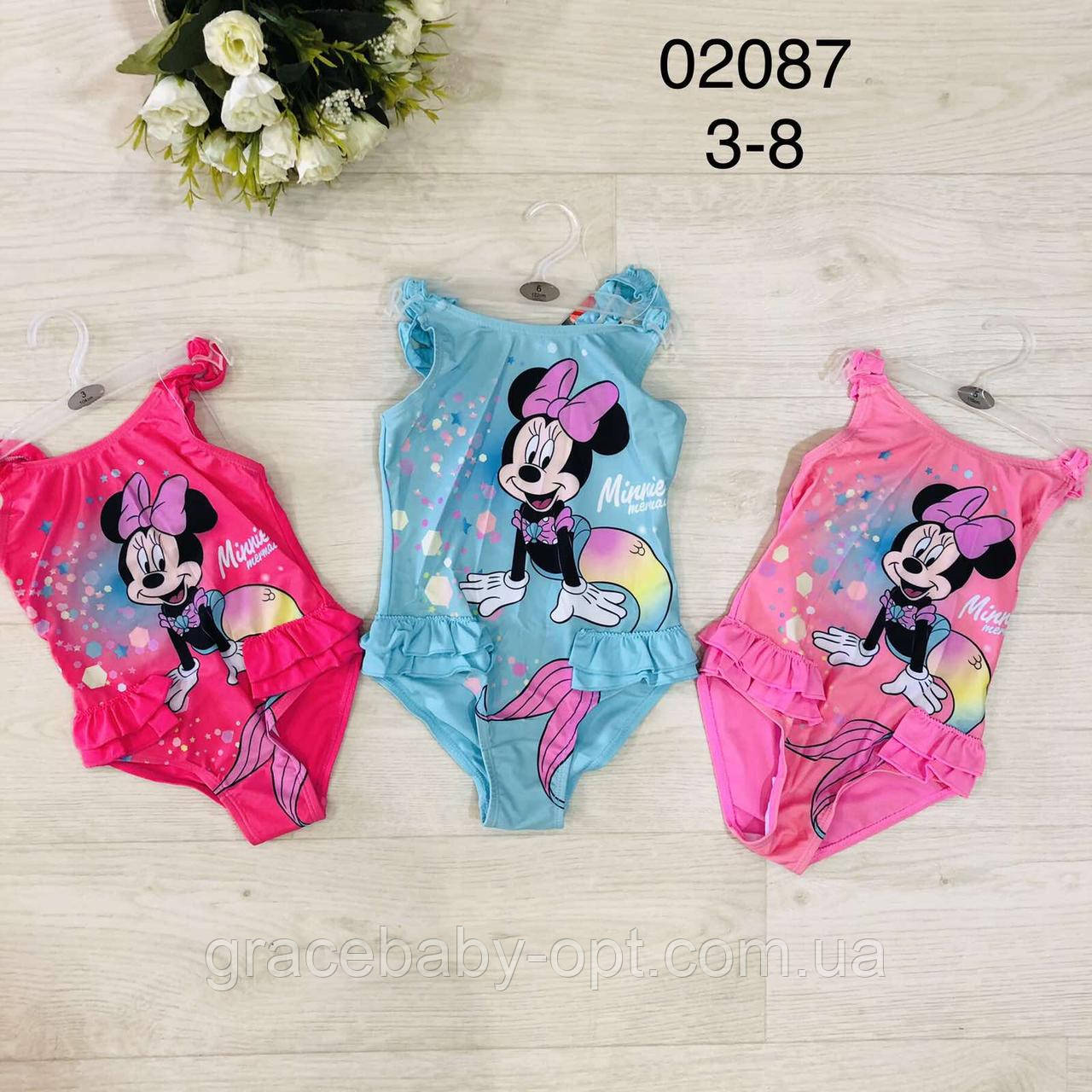 Купальники для дівчат оптом, Disney, 3-8 років, № 02087