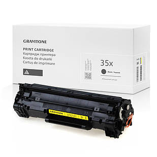 Картридж Gravitone HP 35X (CB435X) Black, підвищенний ресурс, 3.000 стор., аналог HP 35A (CB435A)