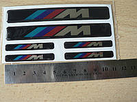 Наклейка s маленькая bmw 3 /// наклонные полоски M набор 6шт (11х1,5см и 5х0,7см) силиконовая на авто бмв