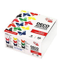 Набір акрилових фарб для декору глянцевих 9 кольорів по 20 мл Rosa Talent, 90747256