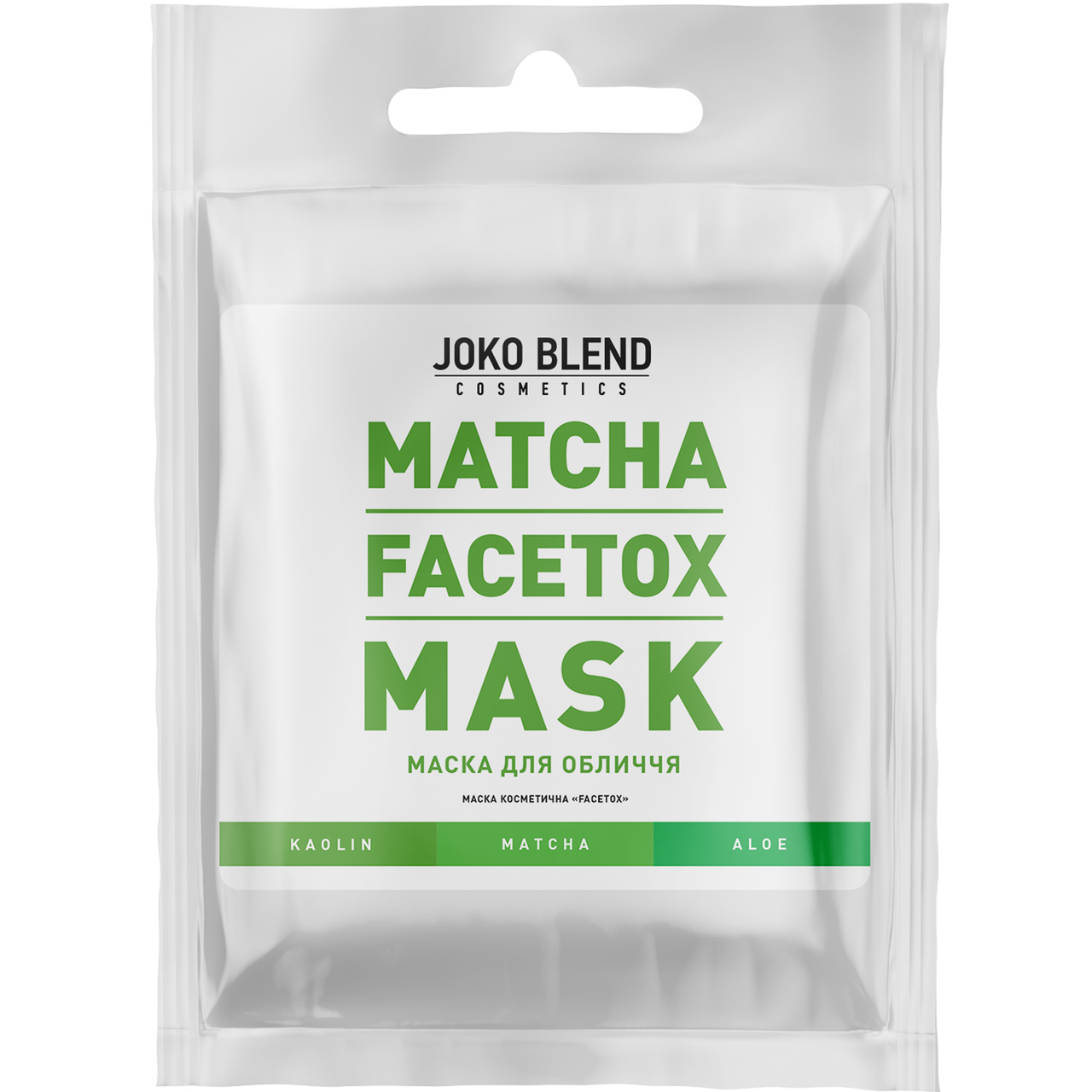 Косметична Маска для обличчя Joko Blend Matcha Facetox, 20 г