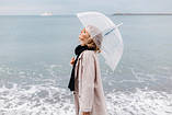 Жіночий прозорий КАЦТЯ для фотосесії / весілля / жіноча парасолька 8 сірець біла чорна, фото 3