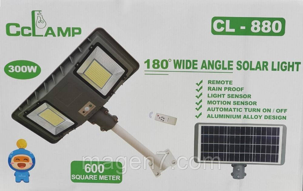 Прожектор із сонячною батареєю CL-880 світильник 300 Вт 600 кв.м