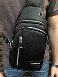 Чоловіча однолямочная міська слінг сумка DieKe кожзам через плече з штучної шкіри, фото 2