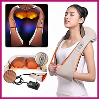 Массажер роликовый для шеи, плеч и всего тела с подогревом Shiatsu Massager of Neck Kneading 4 кнопки! Лучший!