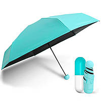 Мини-зонт в капсуле Capsule Umbrella mini | Компактный зонтик в футляре | Голубой! Лучший товар