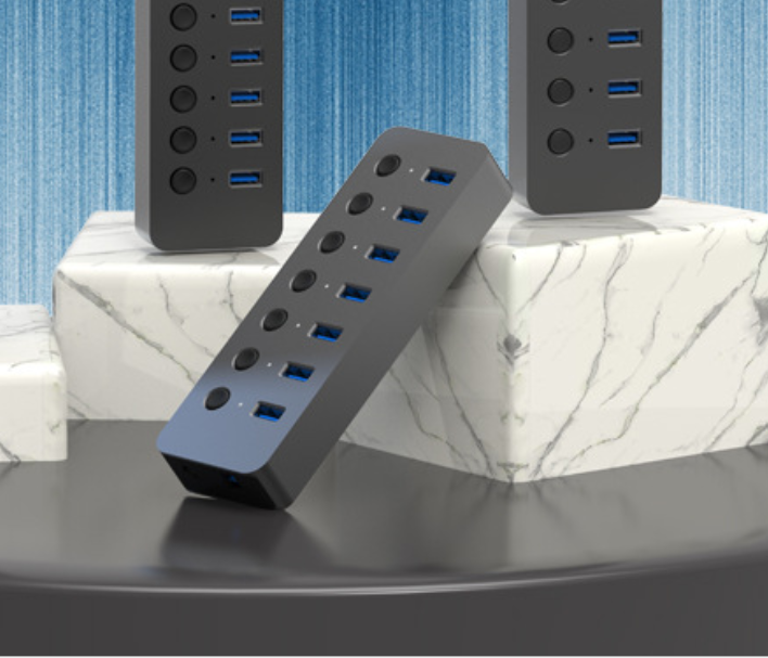 USB-хаб Blueendless BS-HU701 USB 3.0 7 портів із блоком живлення hub концентратор алюмінієвий
