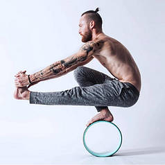 Колесо для йоги фітнесу і пілатесу массажное кольцо для спини і ніг Fit Wheel Yoga - масажне блакитне