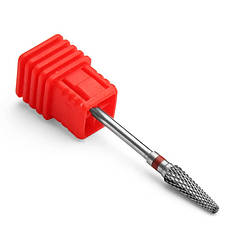 Твердосплавна фреза Кукурузки для зняття гель лаку і гелю Фрези ТВС "Кукурудза" з червоною насічкою для нігтів