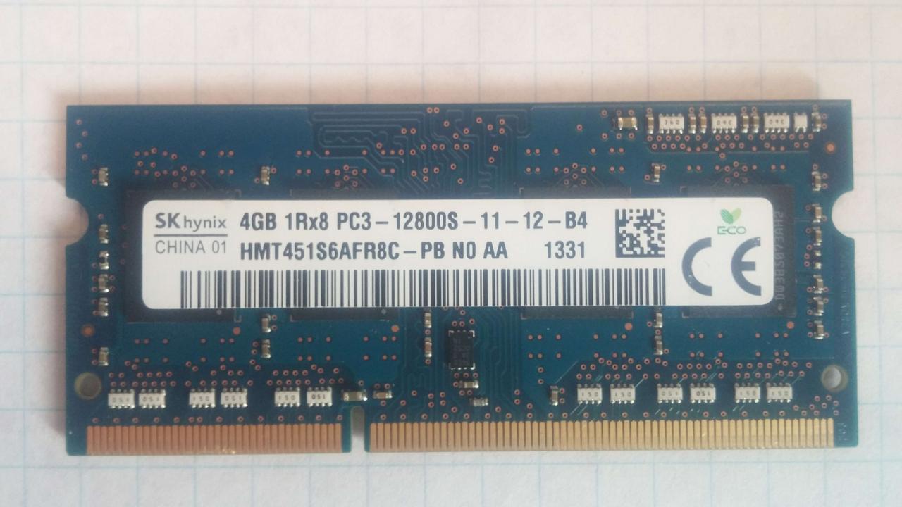 Для ноутбука 4GB DDR3 1600MHz Hynix HMT451S6AFR8C PC3 12800S 1Rx8 RAM Оперативна пам'ять