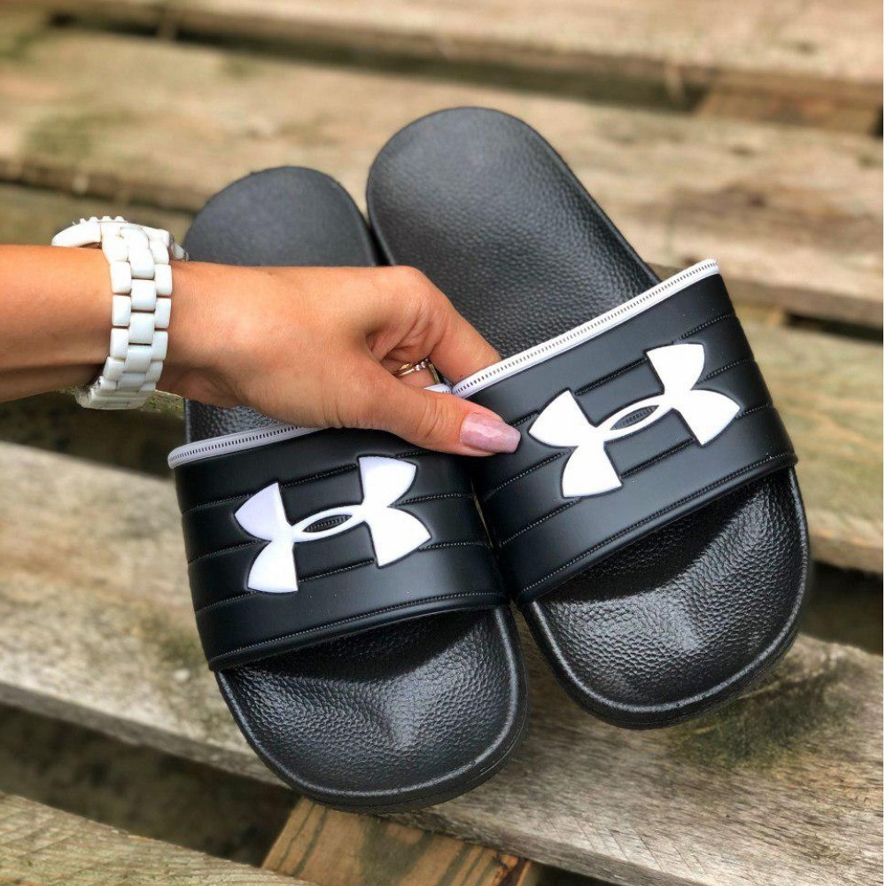 Шльопанці чоловічі Under Armor гумові шльопанці чорні сланці капці