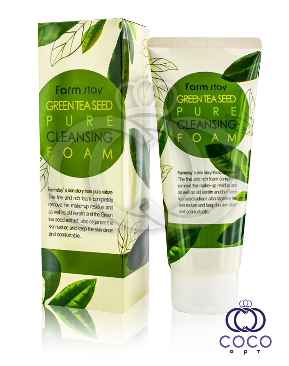 Пінка для вмивання Farm stay Green Tea Seed Pure Cleansing Foam з екстрактом зеленого чаю