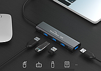 USB-хаб Blueendless BS-HC401 Type C 4 порти hub концентратор алюмінієвий, фото 7
