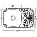 Мийка кухонна ZERIX Z7549-08-180D (decor) (ZX1607), фото 2