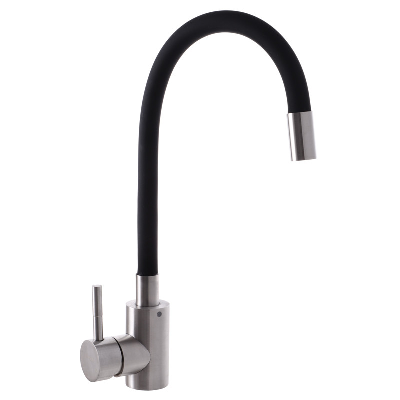 Кухонний змішувач чорний з силіконовим виливом MIXXUS SUS 011 (SS2798), фото 1