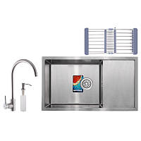 Кухонна мийка MIXXUS SET-7844-200x1.0-SATIN (+набір - змішувач+диспенсер+сушка) (MX0582)