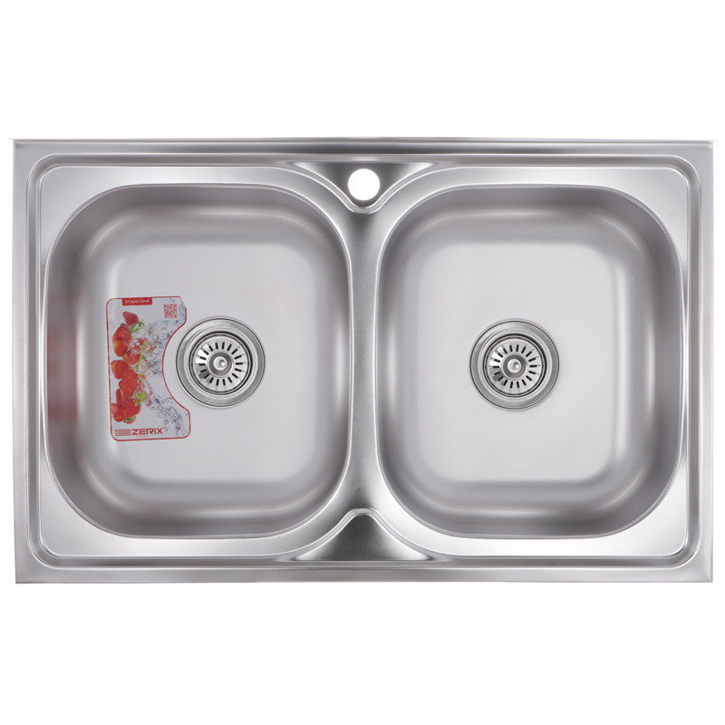 Мийка кухонна ZERIX Z8050D-08-180MD DOUBLE (dekor) (ZM0613)