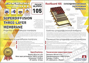 Мембрана гідроізоляційна 115 г/м2 (1,5*50 м) синя ТМ Shadow, фото 3