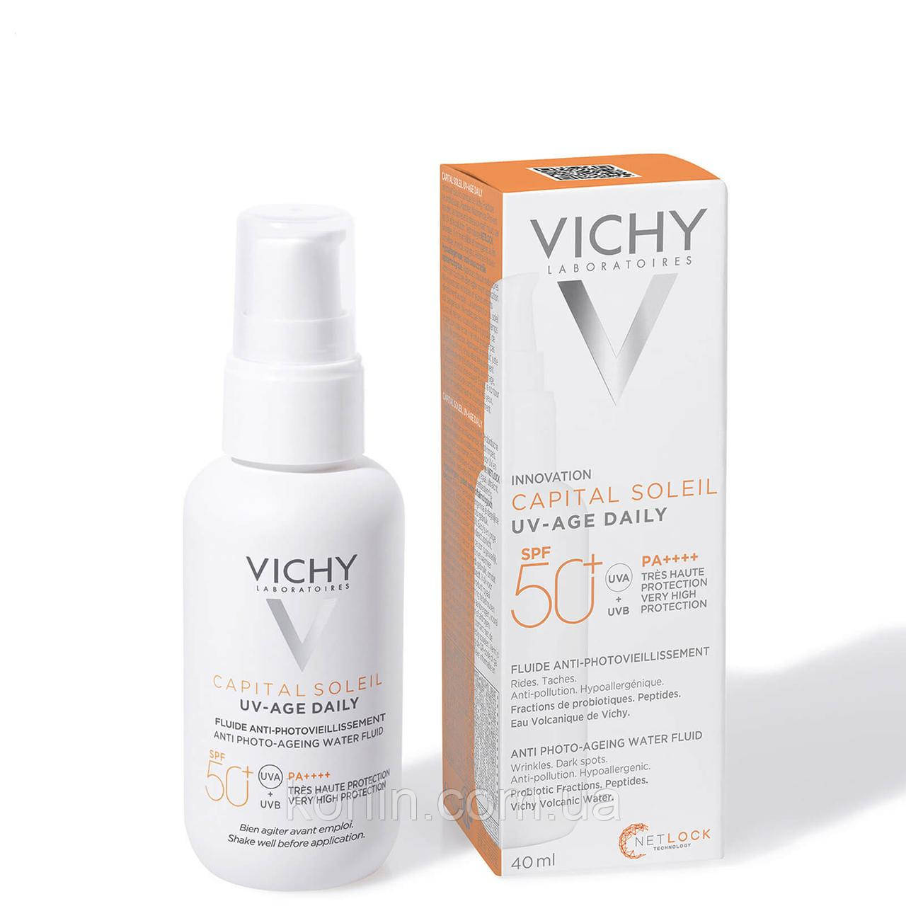 Vichy Capital Soleil UV Age Daily SPF50+ Сонцезахисний Невагомий Флюїд Від Ознаок Фотостаріння шкіри 40 мл