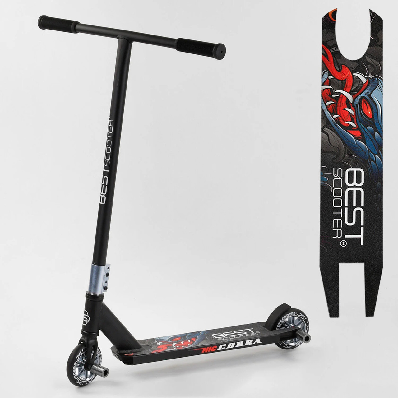 Трюковий самокат Best Scooter 00387 HIC-система алюмінієвий диск і дека колеса PU 110мм пеги ширина керма 54