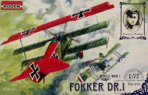 Пластикова модель 1/72 Roden 010 німецький винищувач Fokker Dr.I, фото 1