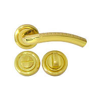 Комплект: Дверная ручка на розетке Comit Z-0009 Milla + WC Золото полированное / Латунь матовая