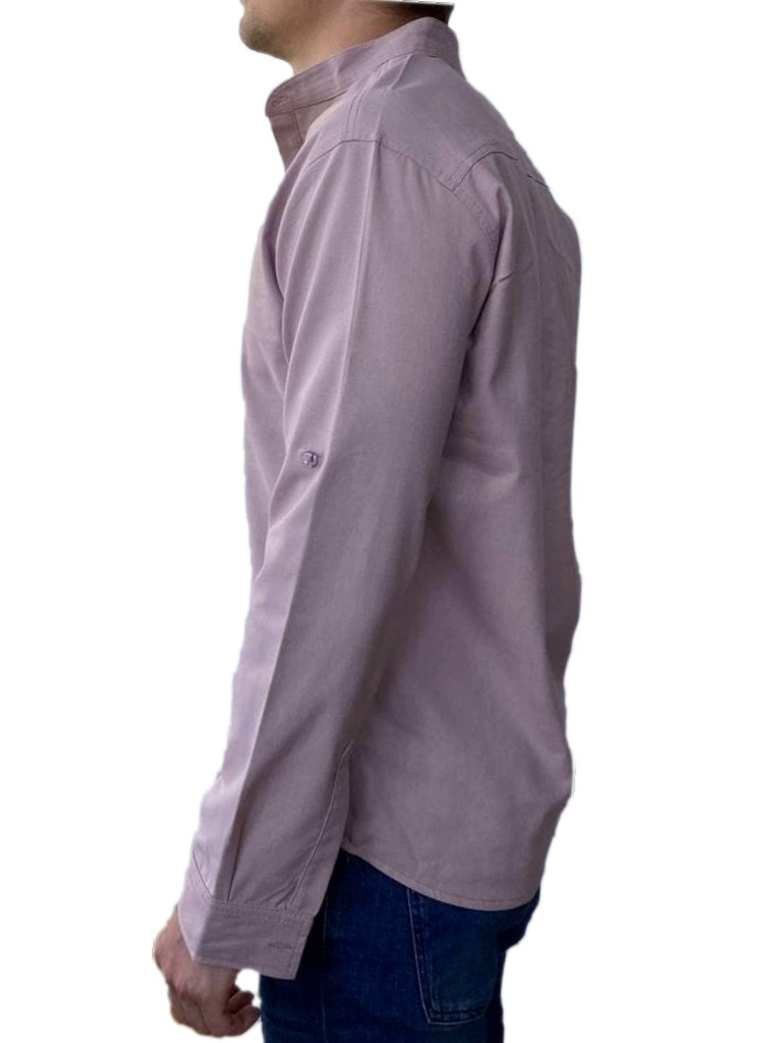 Рубашка мужская льняная с воротником стойкой 54, Пудра - фото 4 - id-p1415820625
