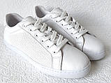 Sneakers White! Сникеры кеди жіночі білі на шнурках з перфорацією шкіра натуральна 37,41, фото 6