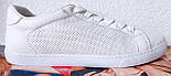 Sneakers White! Сникеры кеди жіночі білі на шнурках з перфорацією шкіра натуральна 37,41, фото 7
