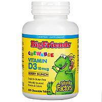 Детский витамин Д3 Natural Factors, BigFriends Chewable Vitamin D3 10 мкг (250 жевательных таблеток)