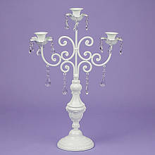 Металевий настільний свічник, канделябр білого кольору "Завитки" для 3 свічок (57 см)