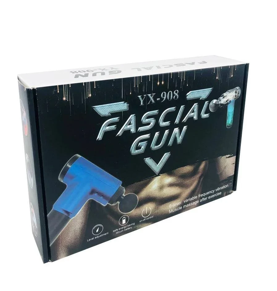 Масажер-пістолет бездротовий ударний Fascial Gun YX-908 з 4 головками для різних груп м'язів