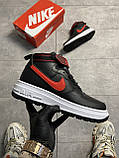 Чоловічі кросівки Nike Air Force 1 Boot GORE-TEX High Black White Red, чорні шкіряні кросівки найк аір форс, фото 2