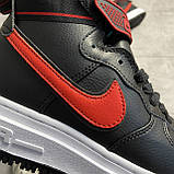 Чоловічі кросівки Nike Air Force 1 Boot GORE-TEX High Black White Red, чорні шкіряні кросівки найк аір форс, фото 3