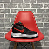 Чоловічі кросівки Nike Air Force 1 Boot GORE-TEX High Black White Red, чорні шкіряні кросівки найк аір форс, фото 7
