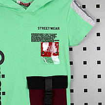10199зел Зеленая футболка с капюшоном для мальчика тм Safari размер 92,98 см, фото 3