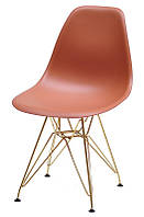 Стул Nik GD-ML коричневый 91 на золотых металлических ножках, дизайн Eames DSR Eiffel Gold Leg